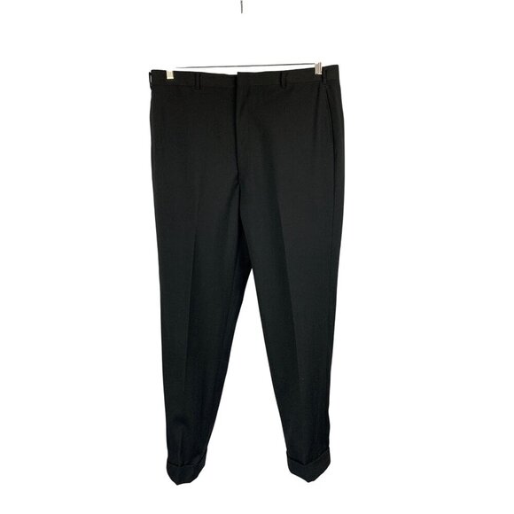 Ratner Black Dress Pants Trousers Mens 34W x 29L Polyester Wool Blend - Picture 1 of 4